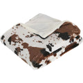 Fleece plaid wit en bruin met koeienprint, 130 x 160 cm