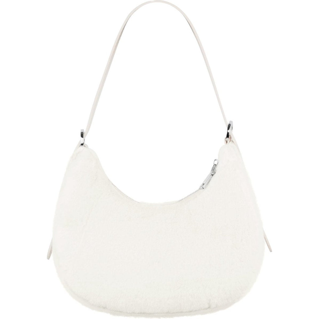 Fluffy schoudertas van nepbont, wit, 26 x 21 x 10 cm (2)