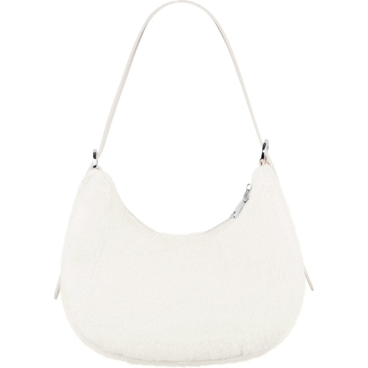 Fluffy schoudertas van nepbont, wit, 26 x 21 x 10 cm (2)