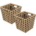 Rieten opbergmanden beige en zwart, set van 2, 31 x 31 x 31 cm