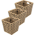 Rieten opbergmanden vierkant, set van 3, beige en zwart, 31 cm