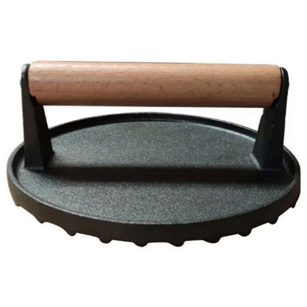 Gietijzeren hamburgerpress XL met houten handvat, rond, 17,5 cm (7)
