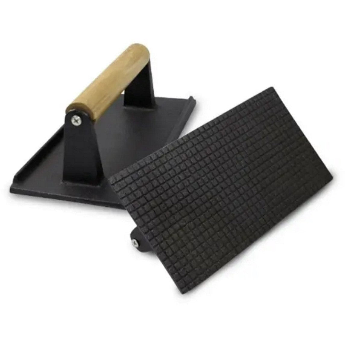 Gietijzeren hamburgerpress XL met houten handvat, rechthoekig (3)