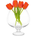 Giftdecor bloemenvaas op voet, cognac glas, Ø 16 x 22 cm