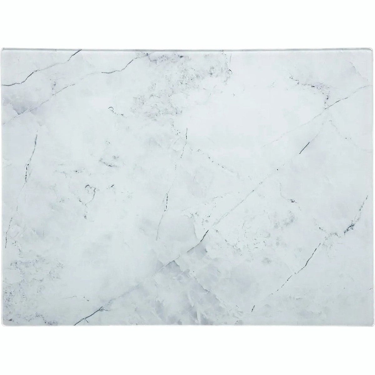 Glas Snijplank - Marmeren Motief - 4 in 1: Aperitief Bord - Snijden - Serveren - Koken - 40 x 30 cm - UV Gelaagd Glas - Dienblad - Antislip - Wit
