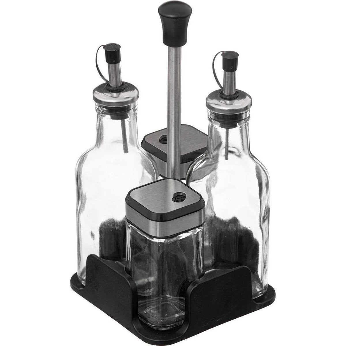 Glazen kruidenpotten, zwart, set van 4