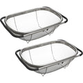 Gootsteen vergiet - Set van 2x stuks - zilver - 36,5 tot 54,5 x 23 cm - RVS - uitschuifbaar - zeef - Keukenvergieten