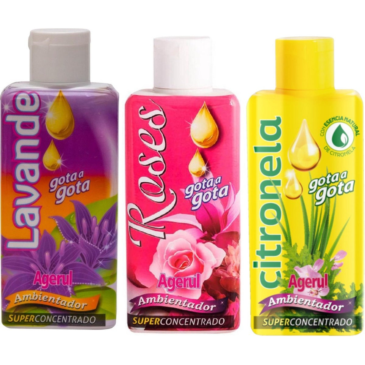 Gota a Gota luchtverfrissers, set van 3, lavendel en rozen