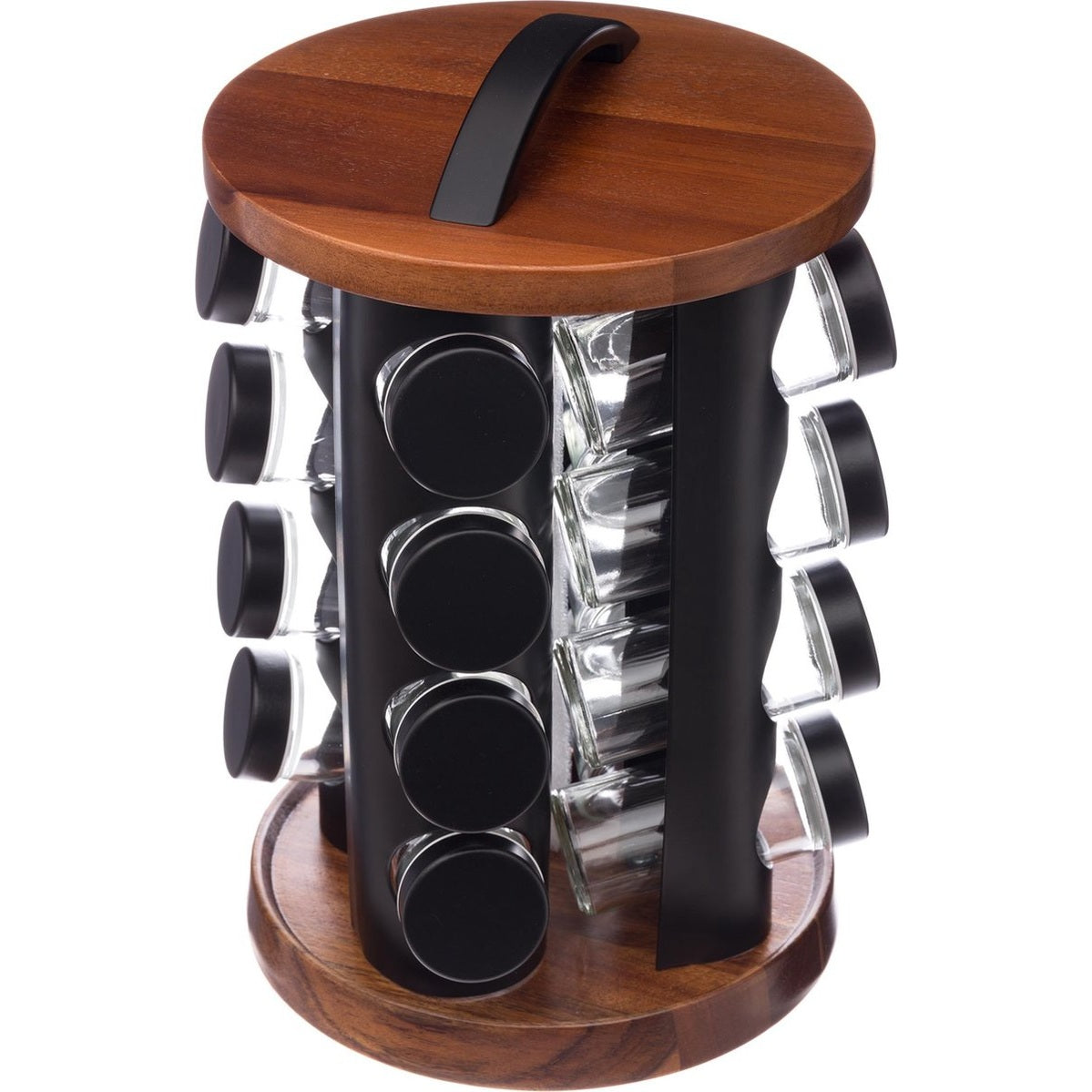 Kruidenrek carrousel met 16 kruidenpotjes, acaciahout, 31,5 cm