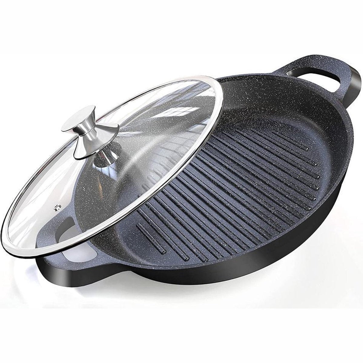 HACAL Antiaanbaklaag aluminium Grillpan 32 cm zwart