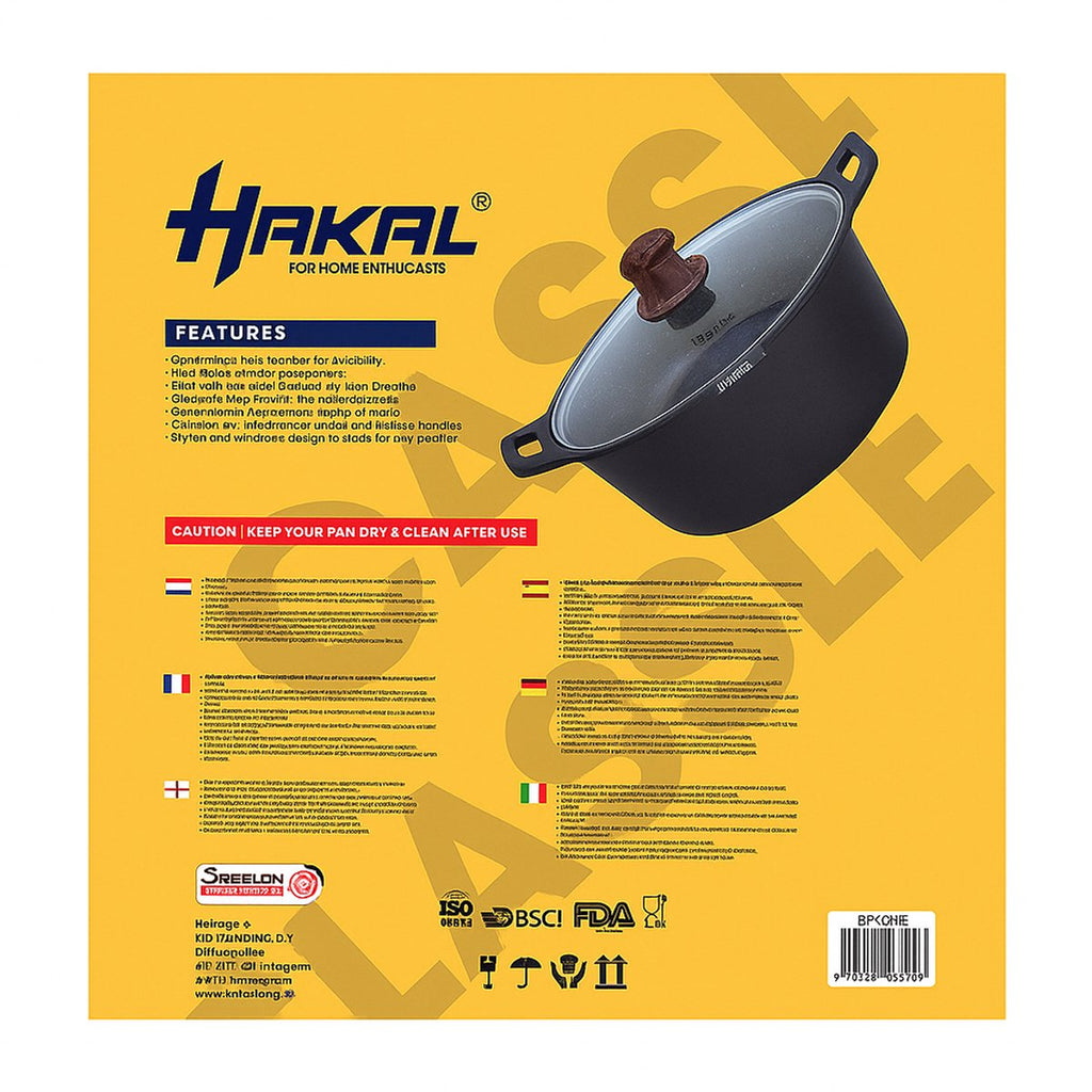 Hakal gietaluminium kookpan met glazen deksel, 20 cm (4)