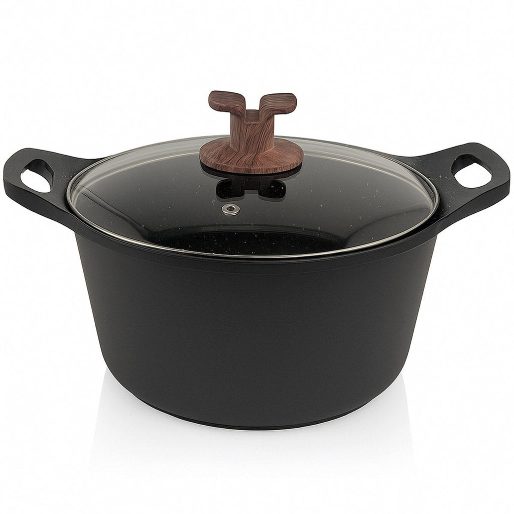 Hakal gietaluminium kookpan met glazen deksel, 28 cm