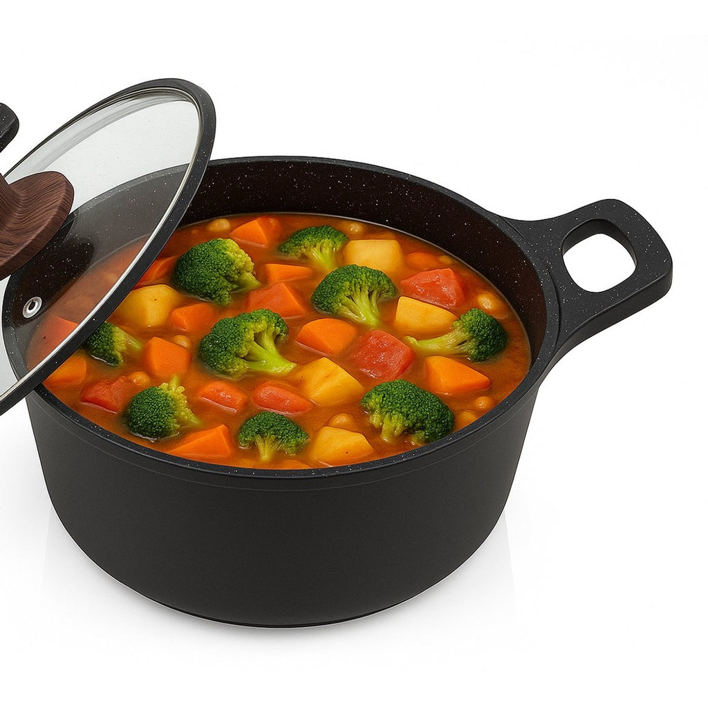 Hakal gietaluminium kookpan met glazen deksel, 28 cm (3)