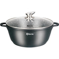 Hakal Line soep- en braadpan 40 cm, marmer, glazen deksel, zwart