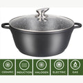 Hakal Line soep- en braadpan marmer, 24 cm, met glazen deksel
