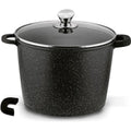 Hakal soeppan met glazen deksel, marmer coating, 24 cm, zwart