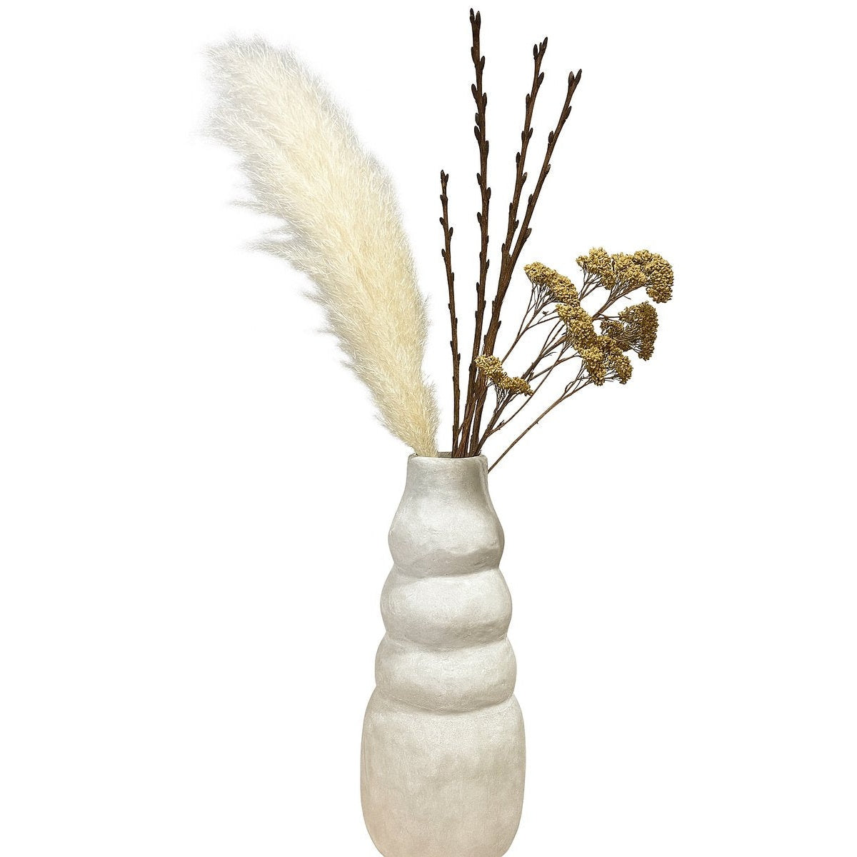 Handgemaakte Vaas 32 cm - Organische Design Vaas - Aardewerk met Betonlook - Natuursteen Kleur