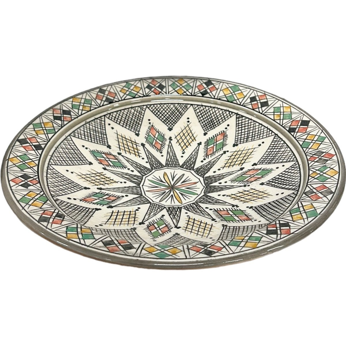 Marokkaanse aardewerk schaal grijs, Ø 35 cm