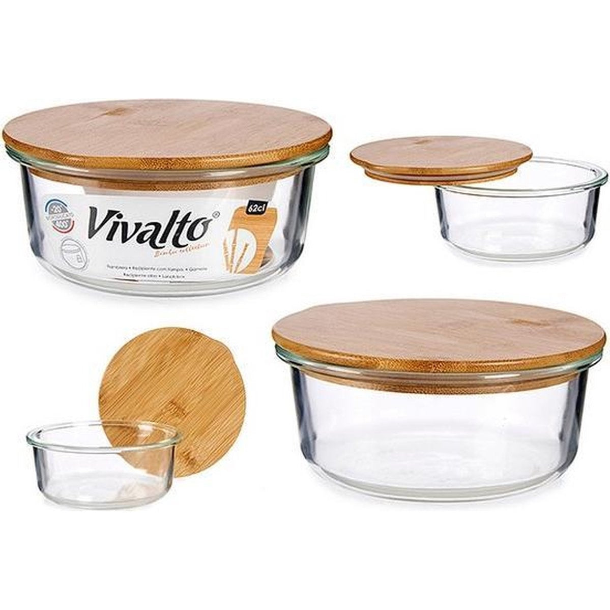 Hermetische lunchtrommel van bamboe, transparant, 15 x 6,5 cm