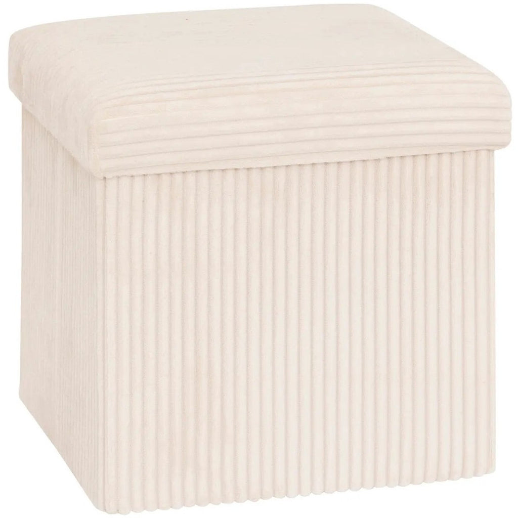 Atmosphera opvouwbare poef Essestial ribcord 38 x 38 cm, wit