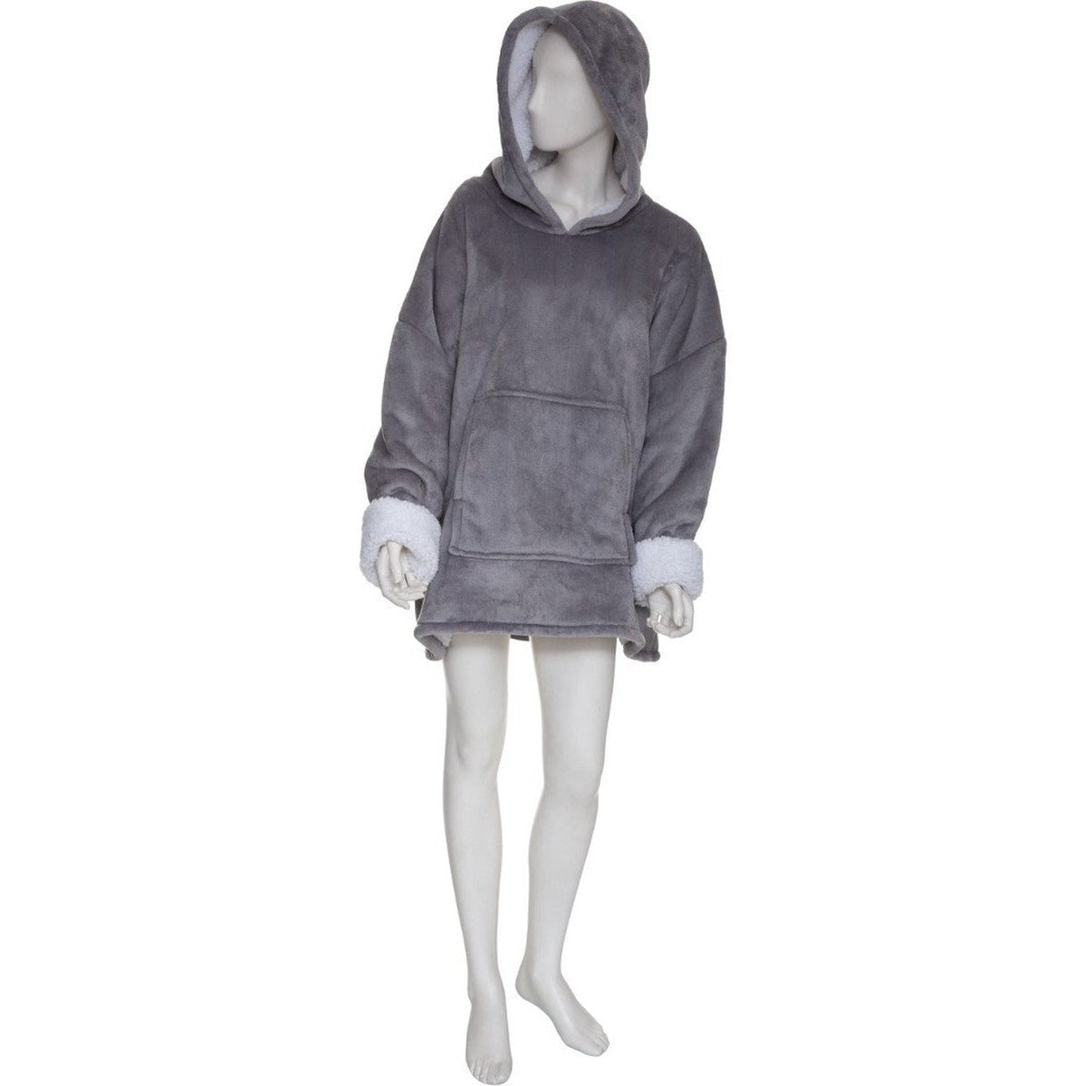 Atmosphera hoodie plaid van fleece met mouwen, grijs