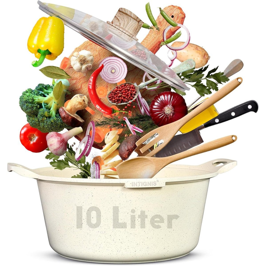 Hakal Intignis braadpan met glasdeksel, wit, 32 cm, 10 L