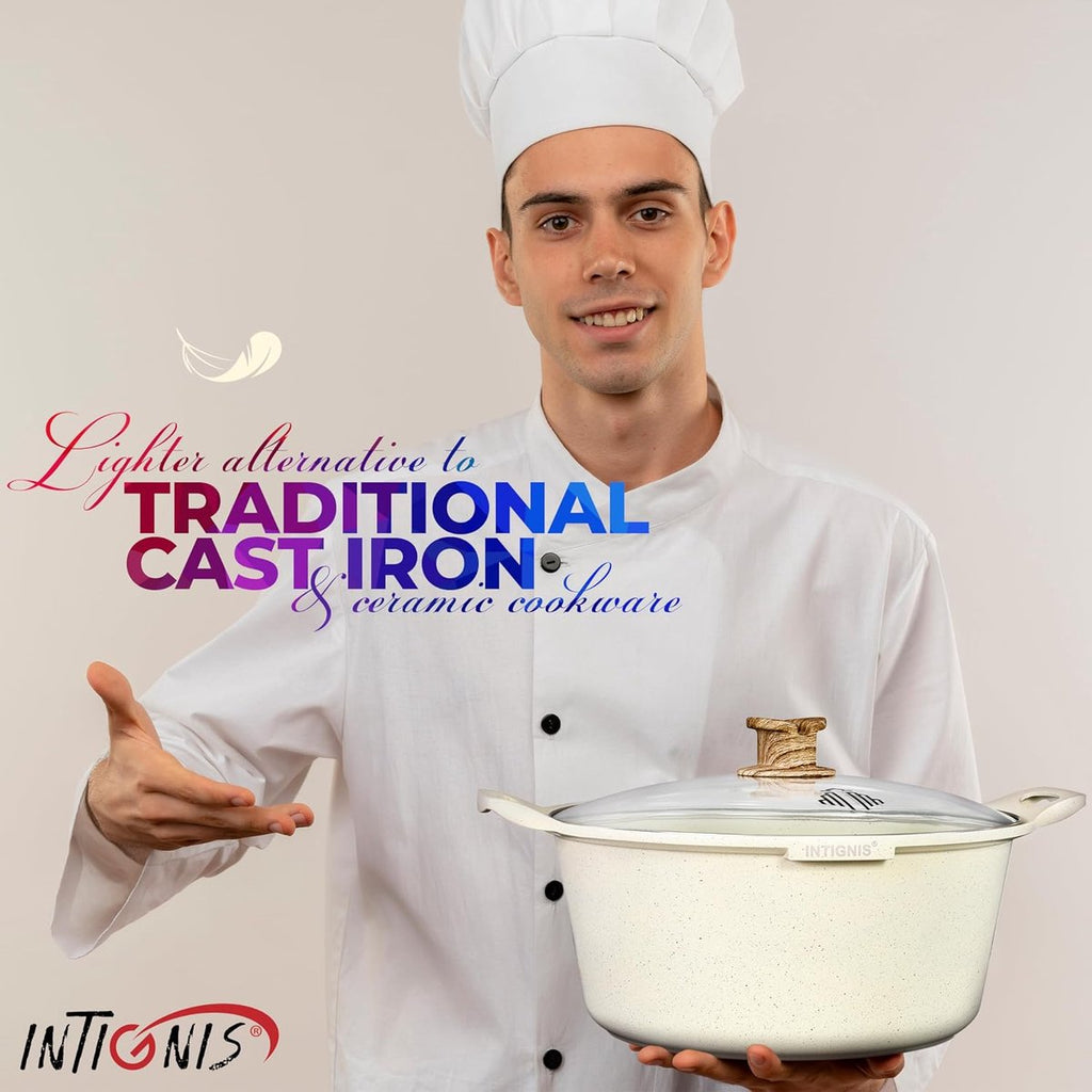Hakal Intignis braadpan met glasdeksel, wit, 32 cm, 10 L (5)