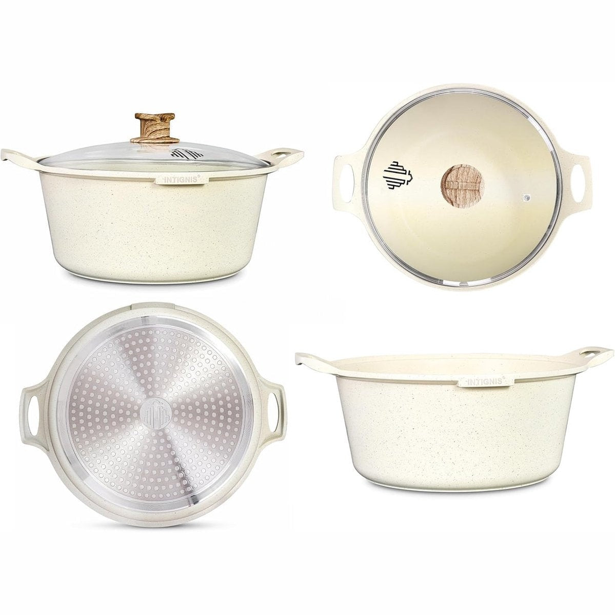 Hakal Intignis braadpan met glasdeksel, wit, 32 cm, 10 L (7)