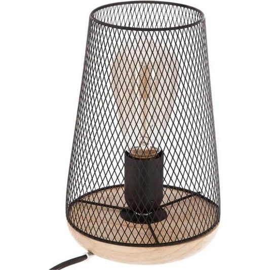 Industriele Tafellamp - Industriele Look - Zwart Hout