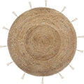 Rond jute vloerkleed met franjes, naturel/goud, Ø 80 cm