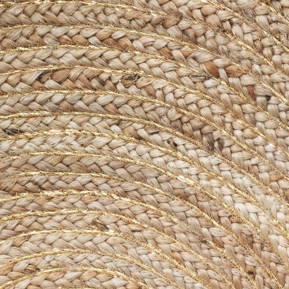 Rond jute vloerkleed met franjes, naturel/goud, Ø 80 cm (3)