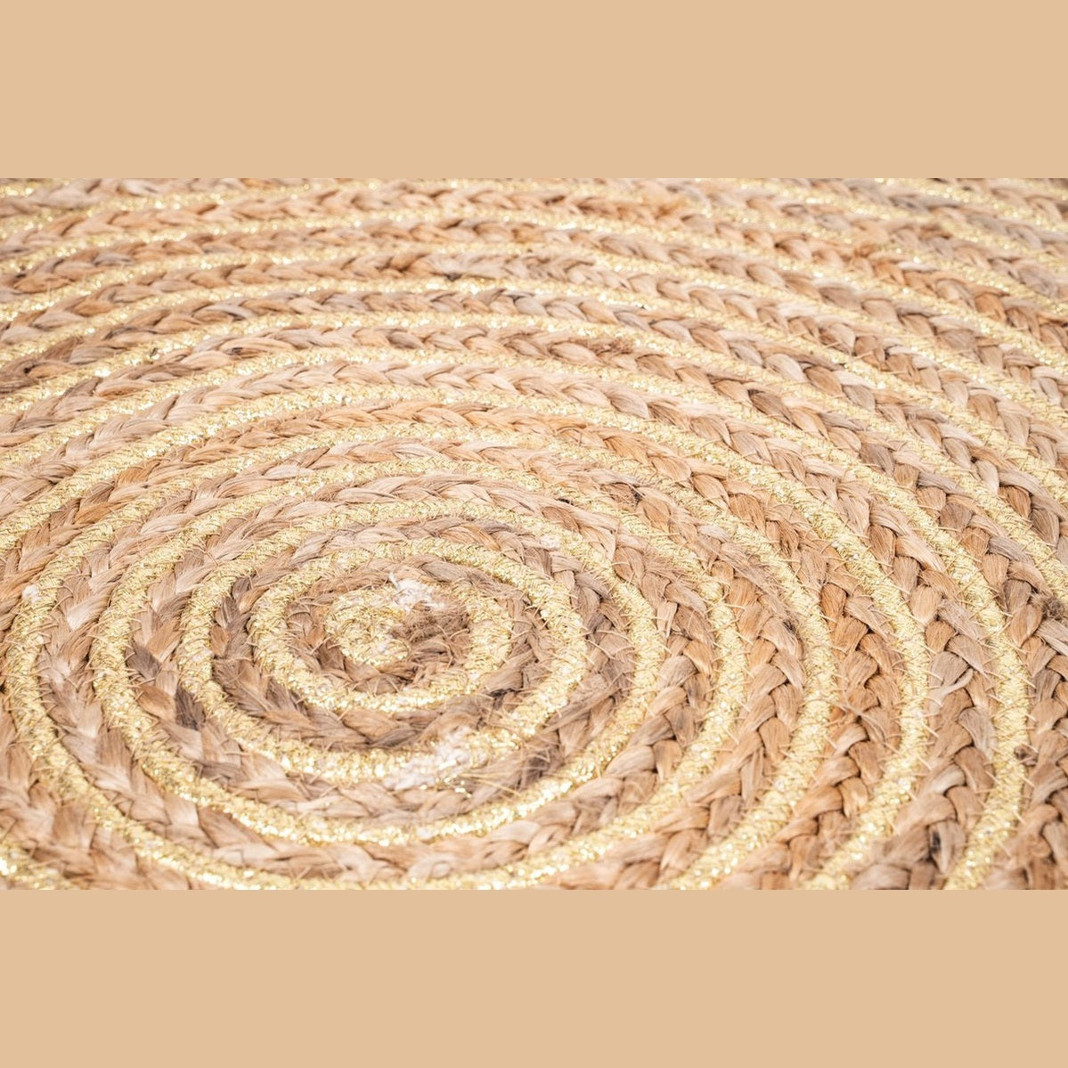 Rond jute vloerkleed met franjes, naturel/goud, Ø 80 cm (9)