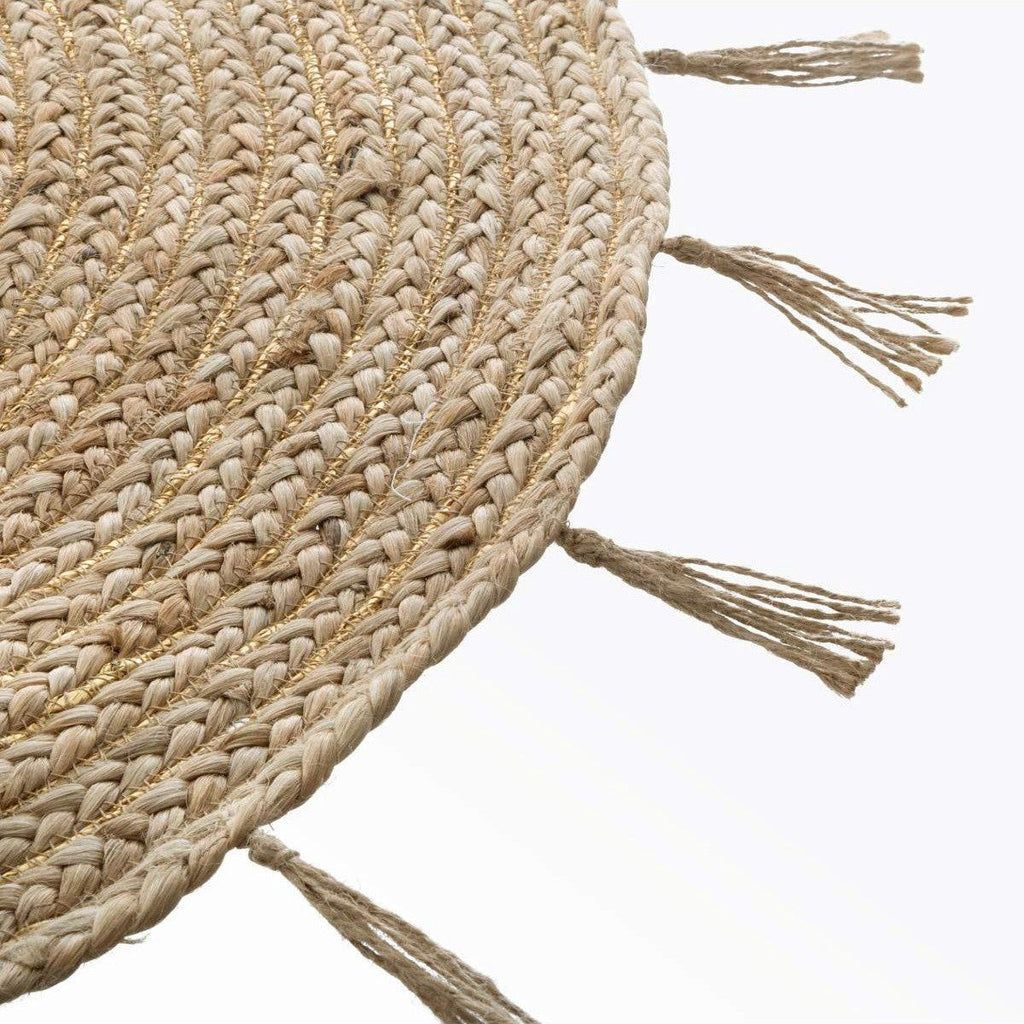 Rond jute vloerkleed met franjes, naturel/goud, Ø 80 cm (11)