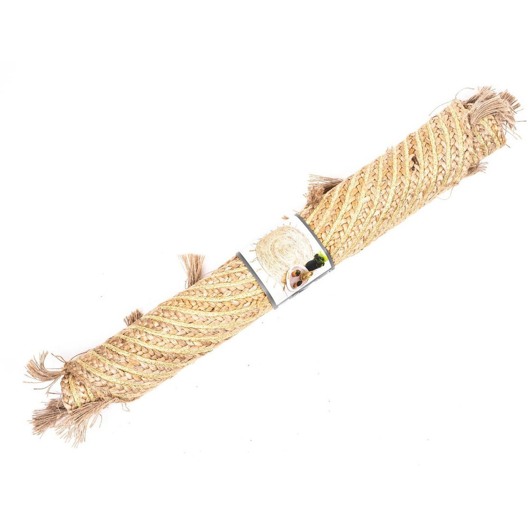 Rond jute vloerkleed met franjes, naturel/goud, Ø 80 cm (7)