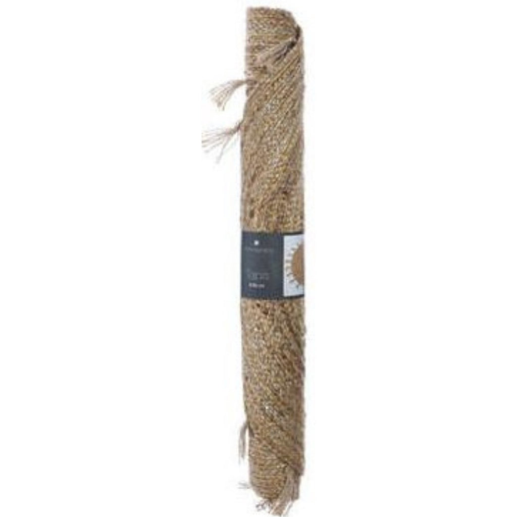 Rond jute vloerkleed met franjes, naturel/goud, Ø 80 cm (5)