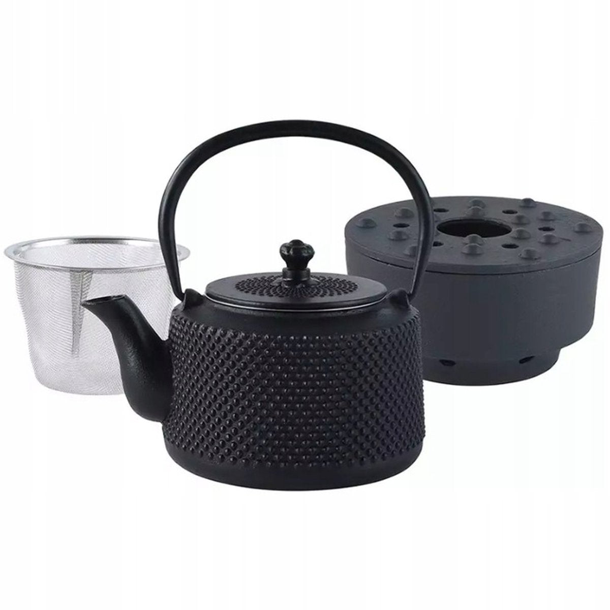 Kinghoff gietijzeren theeset met theepot 0,8 L, zwart