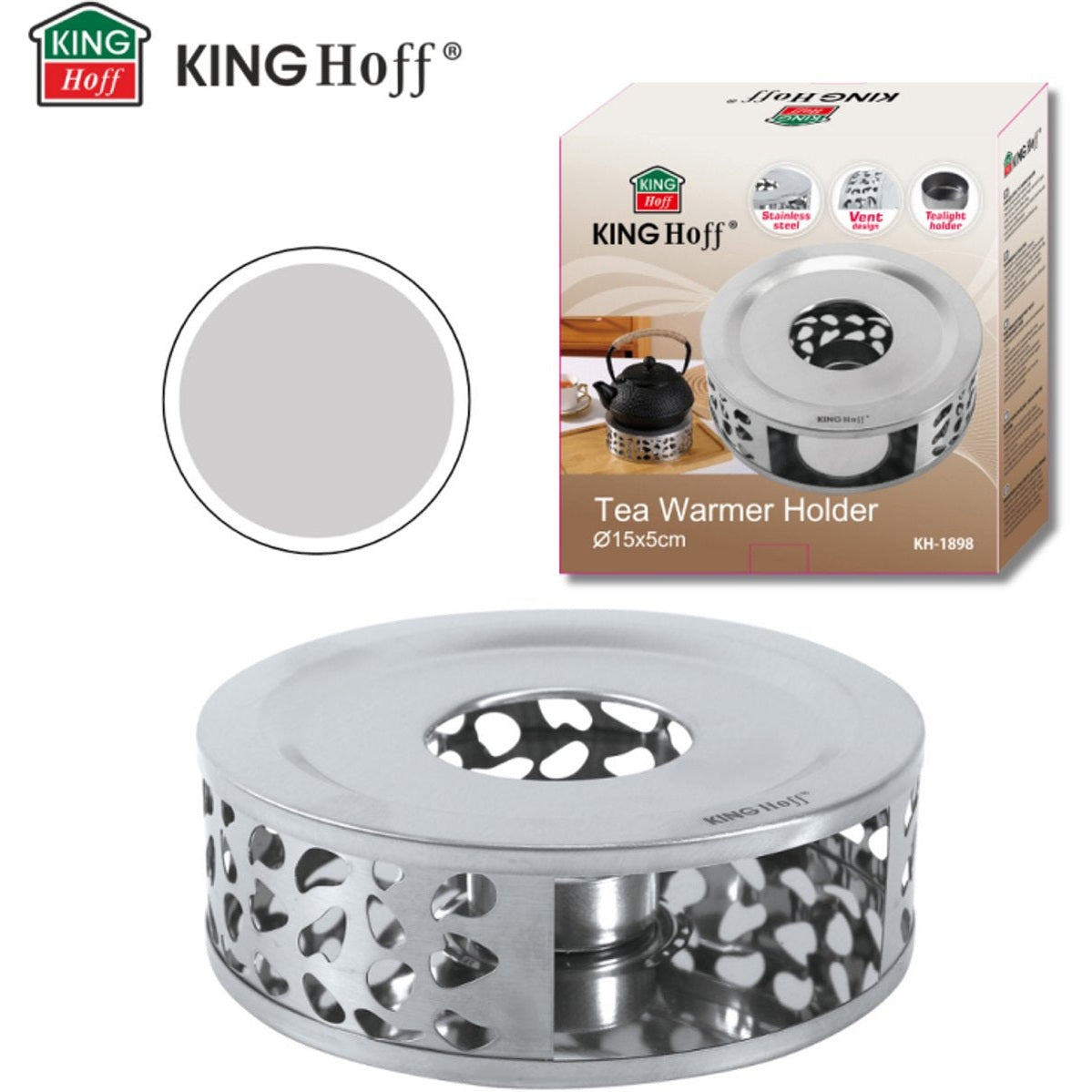 Kinghoff theewarmer KH-1898, rvs, 15 cm, voor waxinelichtje (4)
