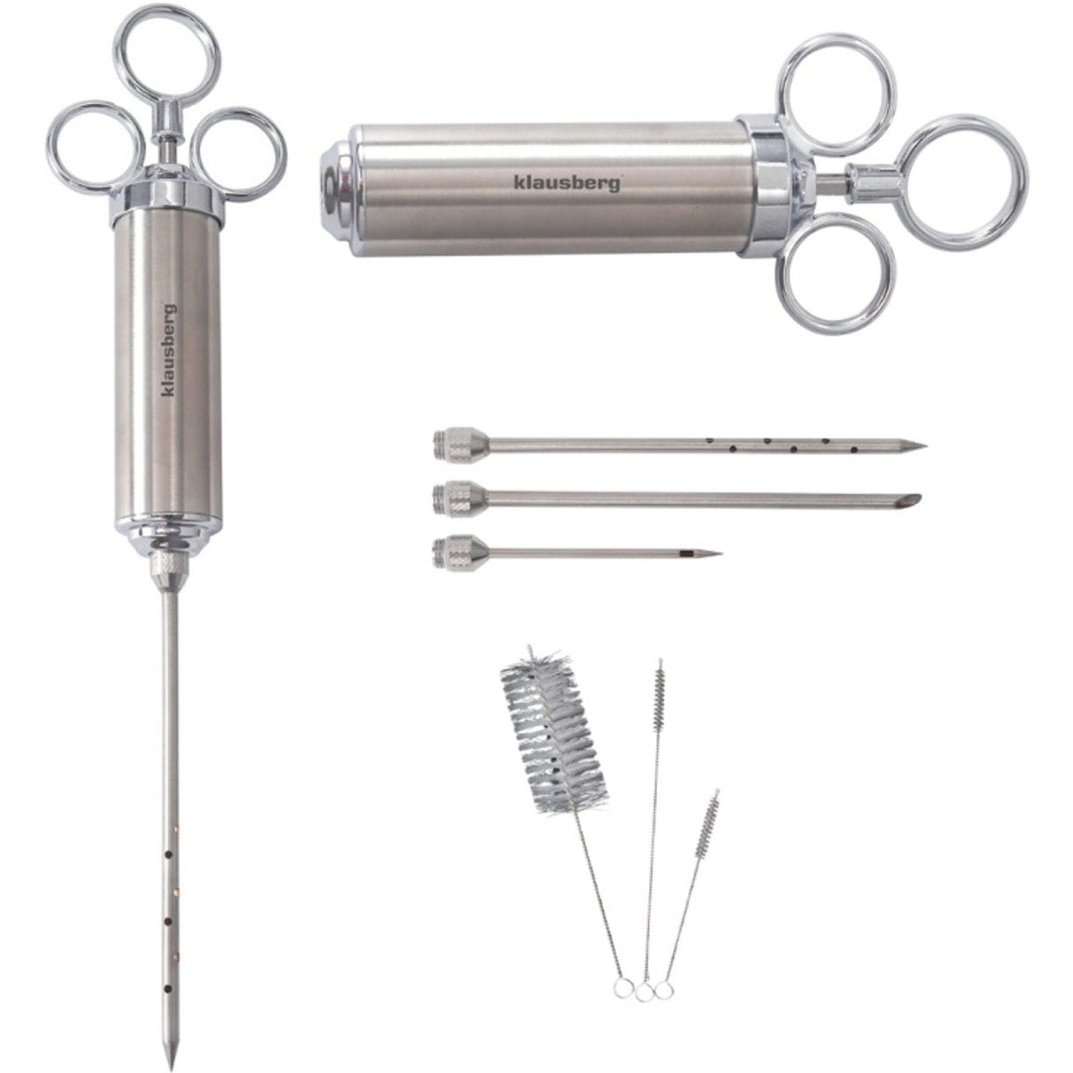 Klausberg vleesinjector KB-7842, rvs, 60 ml, met 3 naalden