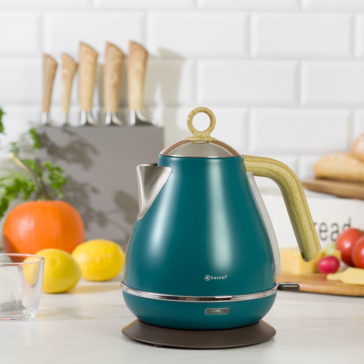 Kassel 93222 retro waterkoker van rvs, blauw, 1,7 L (3)