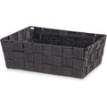 Kast/badkamer opbergmandjes zwart 24 x 20 x 8 cm - Kastmandjes/lade vakverdelers - Gevlochten stof met frame