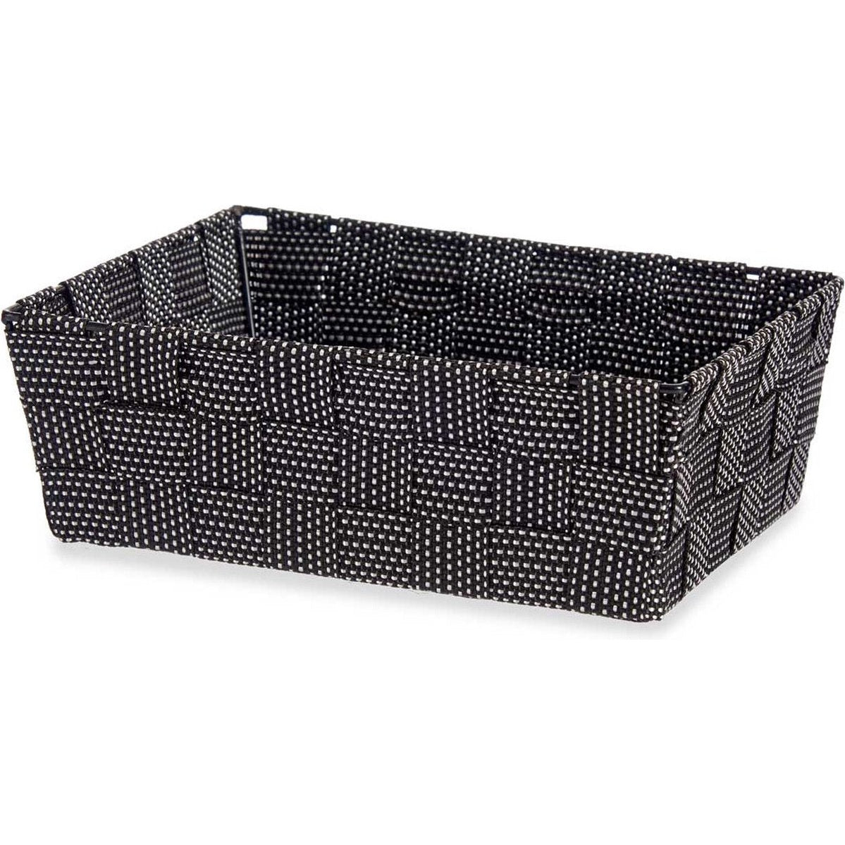 Kast/badkamer opbergmandjes zwart 24 x 20 x 8 cm - Kastmandjes/lade vakverdelers - Gevlochten stof met frame