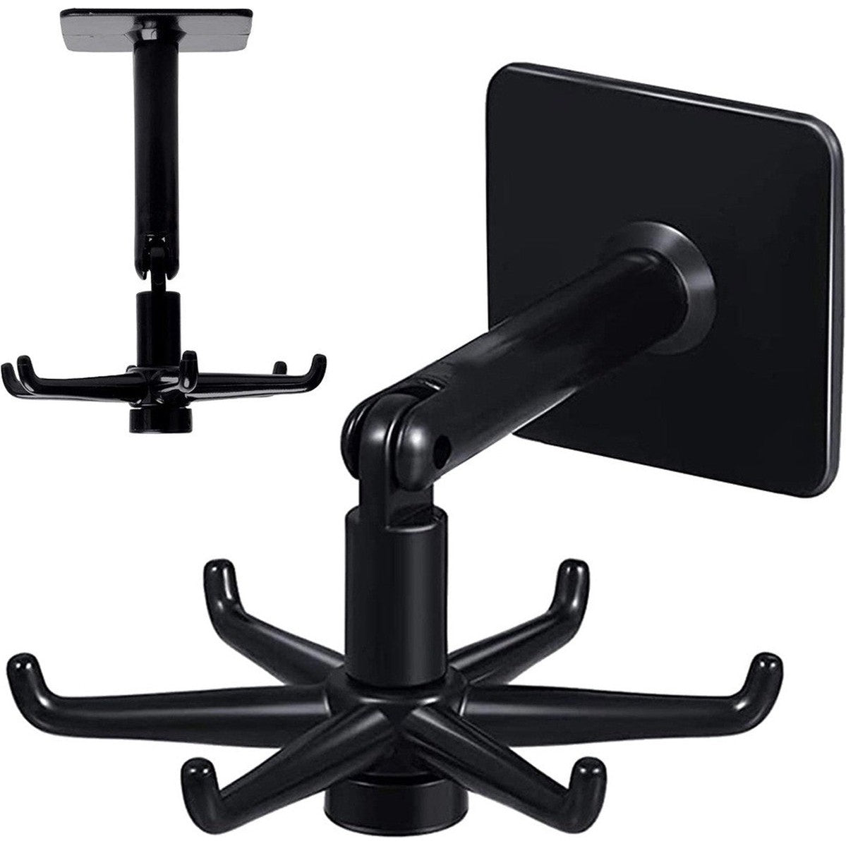 Zelfklevende keukenorganizer met roterende haken, wit