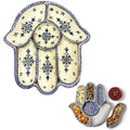 Khamsa Fatima dip- en serveerset, aardewerk, handgemaakt
