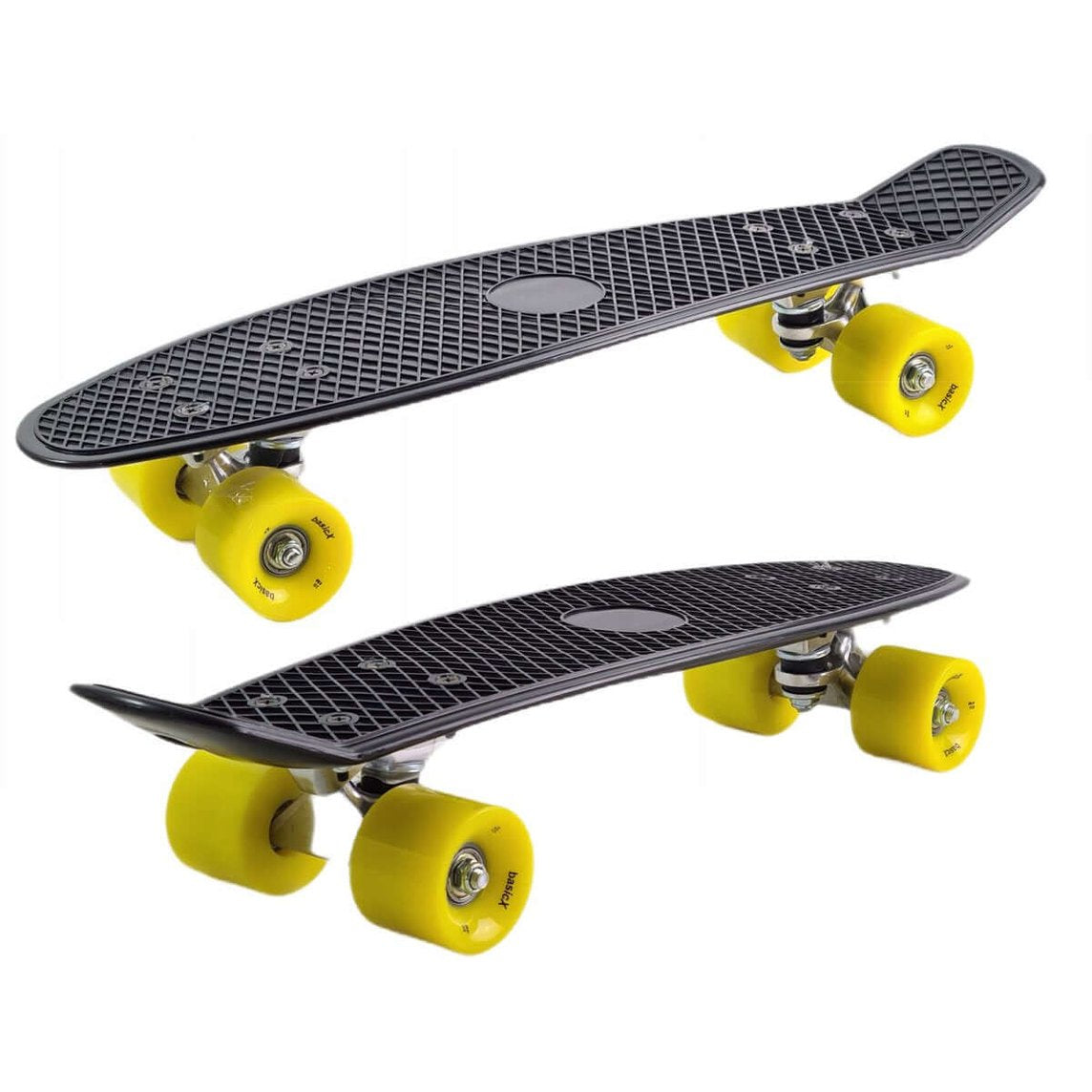 Kiamo pennyboard 57 cm, zwart deck met gele wielen