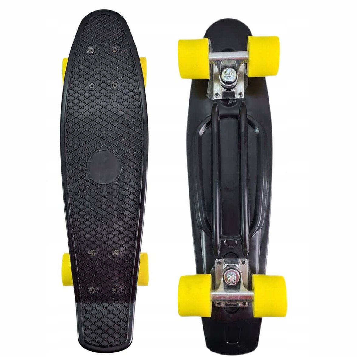 Kiamo pennyboard 57 cm, zwart deck met gele wielen (4)