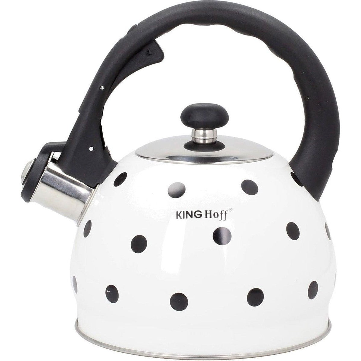 Kinghoff fluitketel wit met stippen, 2 L