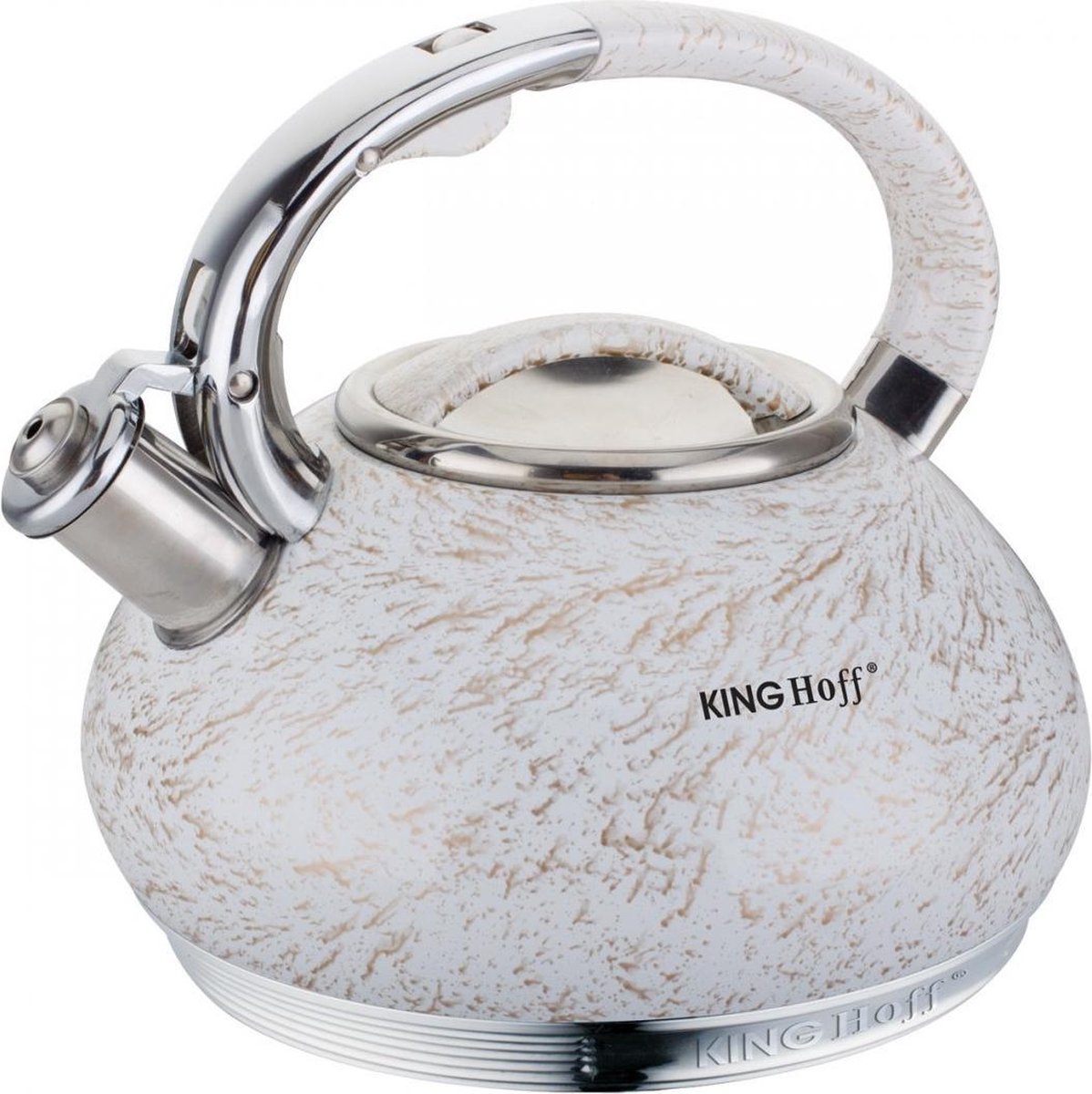 Kinghoff fluitketel 3 L van rvs, wit
