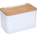 Kinghoff broodtrommel wit, rvs met hout, 35 x 20,4 cm