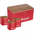 Kinghoff broodtrommel rood, rvs met hout, 35 x 23 x 18,5 cm