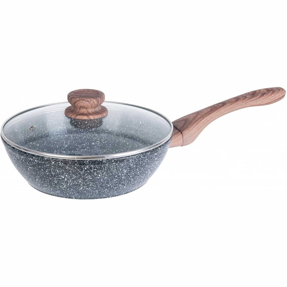 Kinghoff wokpan met deksel Ø 28 cm, graniet en hout